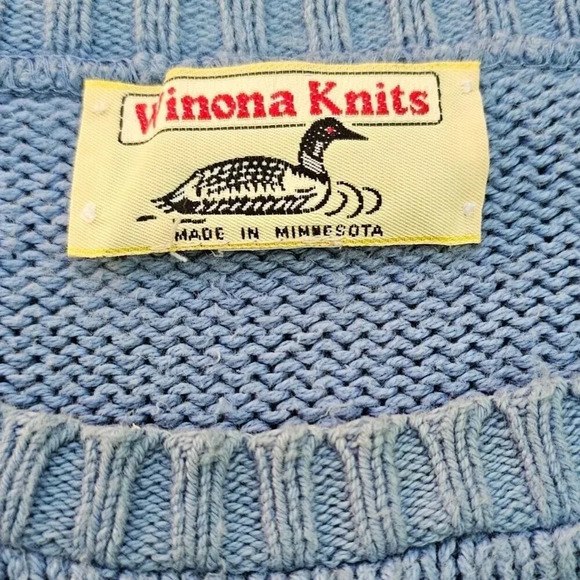 Vtg Winona Knits Sailboat Knit Sweater Blue Coastal Grandma Nautical Cape Cod - Picture 7 of 12
